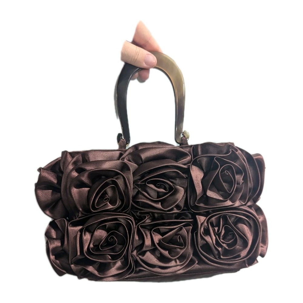 Vintage Mad by Design Handbag Silk Handmade Rose Flower Purse Glam Boho Cute Sm